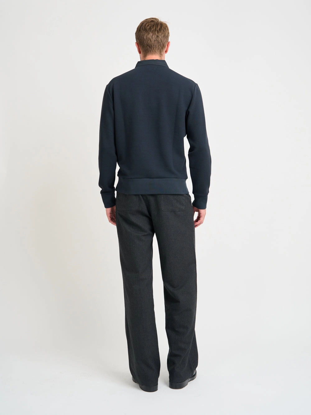 Luxury exclusivity Lightweight Weave Long Sleeve Rugby Top Amery Navy