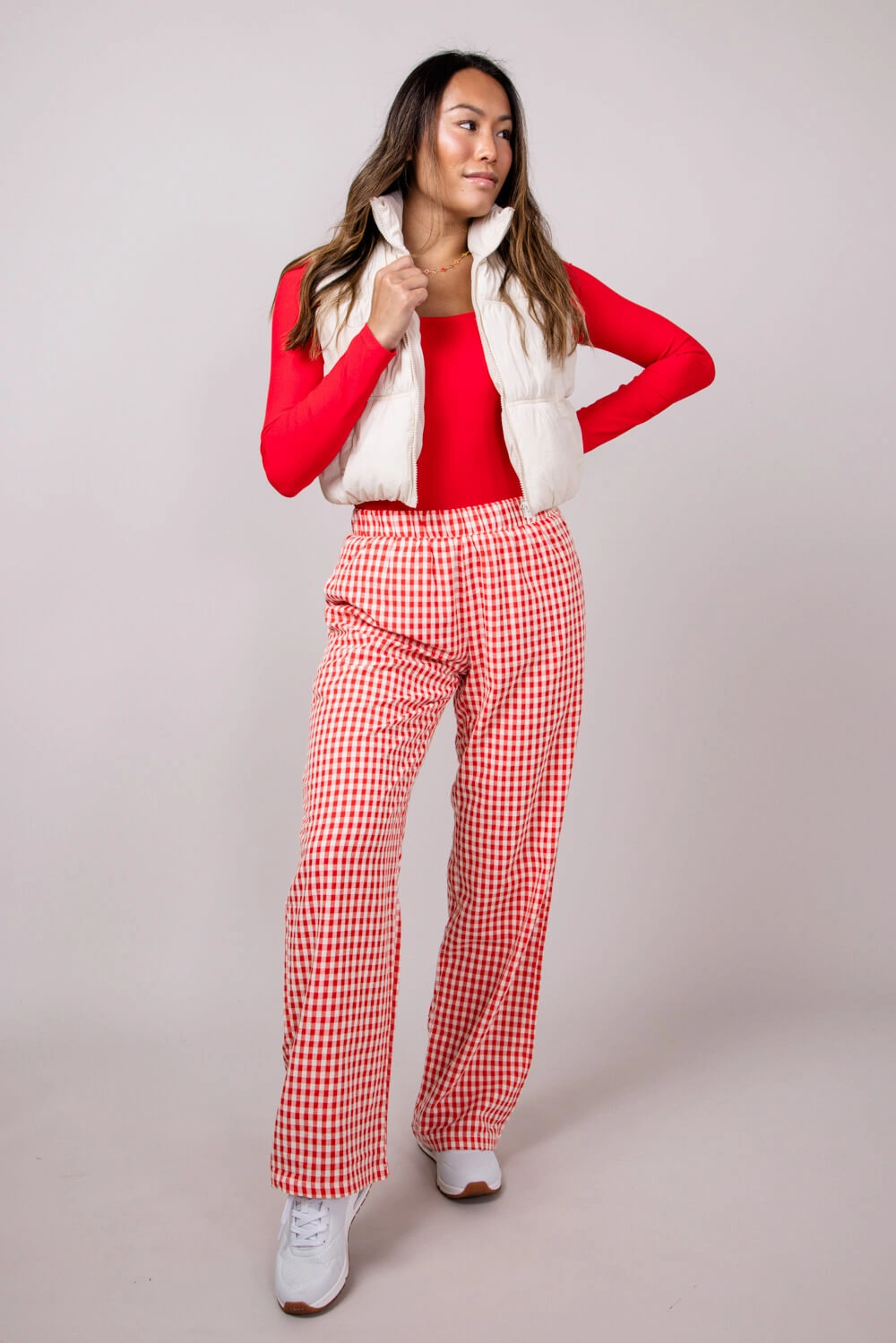 Love Tree Crinkle Puffer Vest for Women in Cream | 5128VH-CREAM Flexible Fabric Thick Insulation PFC Free Waterproofing