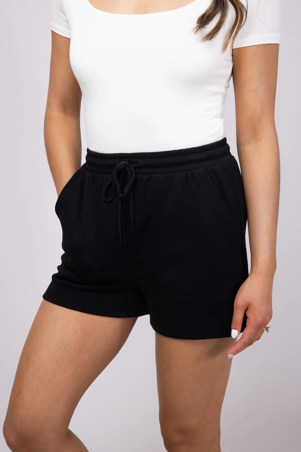 Love Tree Drawstring Super Soft Lounge Shorts for Women in Black | 6993PN-BLACK Semi Formal affordable choice