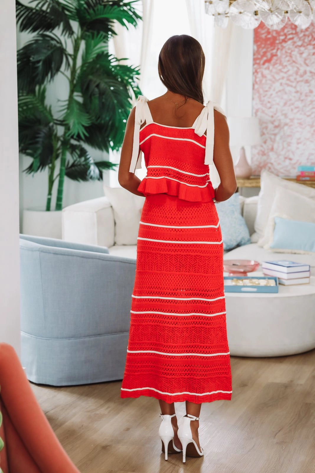 Loving Myself Crochet Knit Top - Red Airflow Optimized Weave