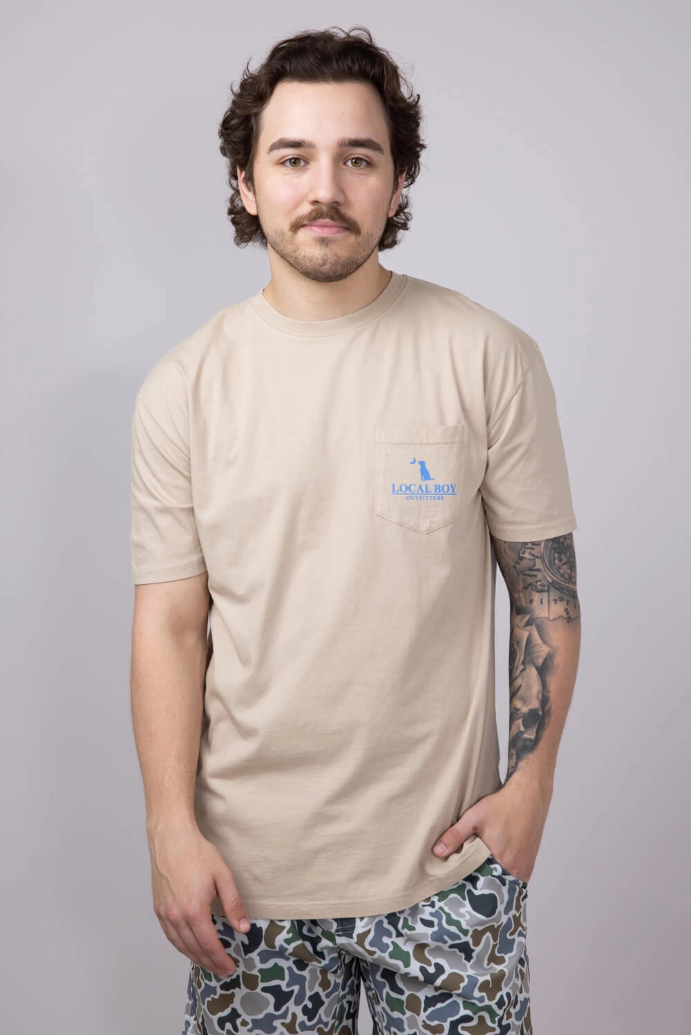 Local Boy Migrating T-Shirt for Men in Latte | L1000368-LATTE Classic Comfort