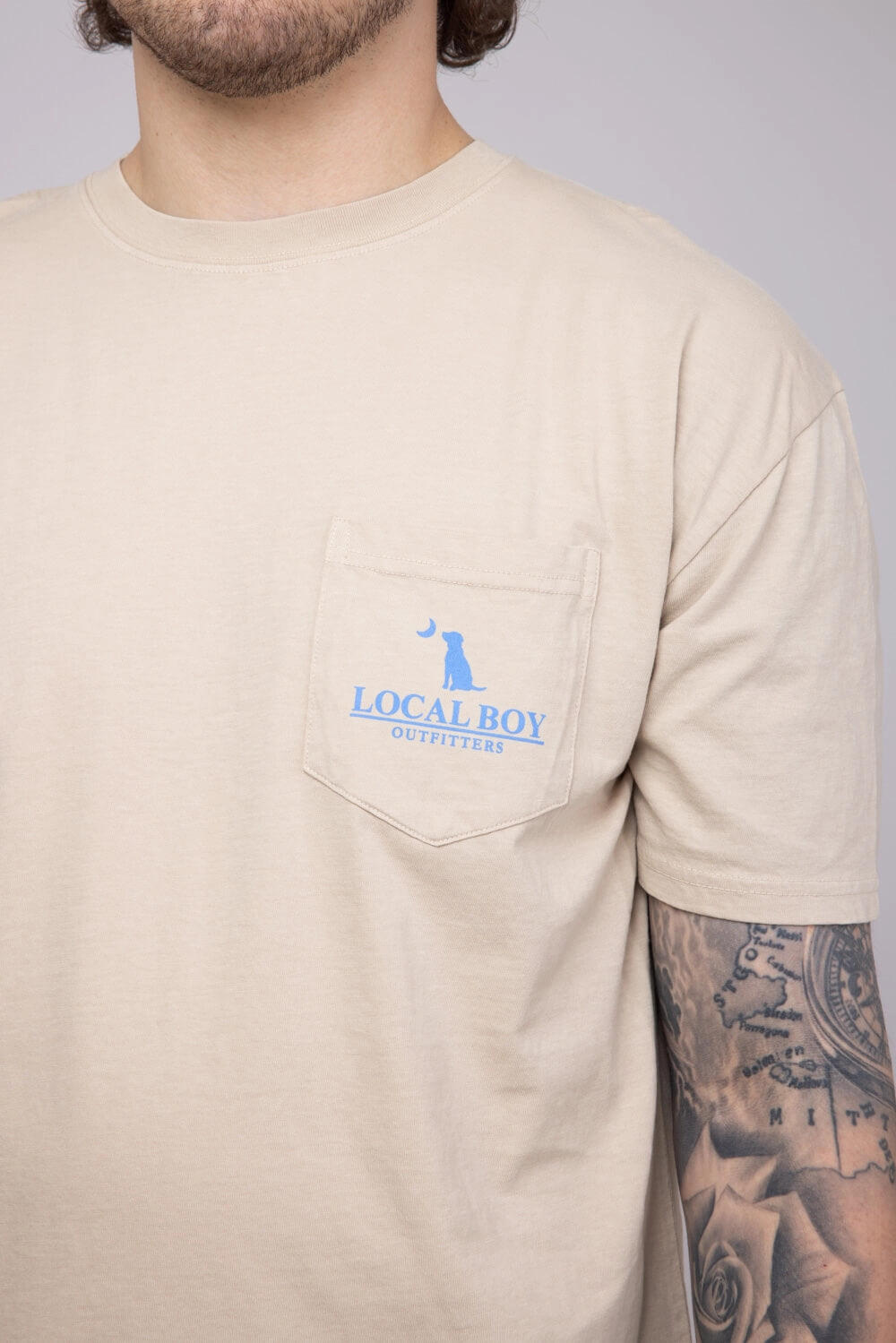 Local Boy Migrating T-Shirt for Men in Latte | L1000368-LATTE Yarn Dyed Stripes