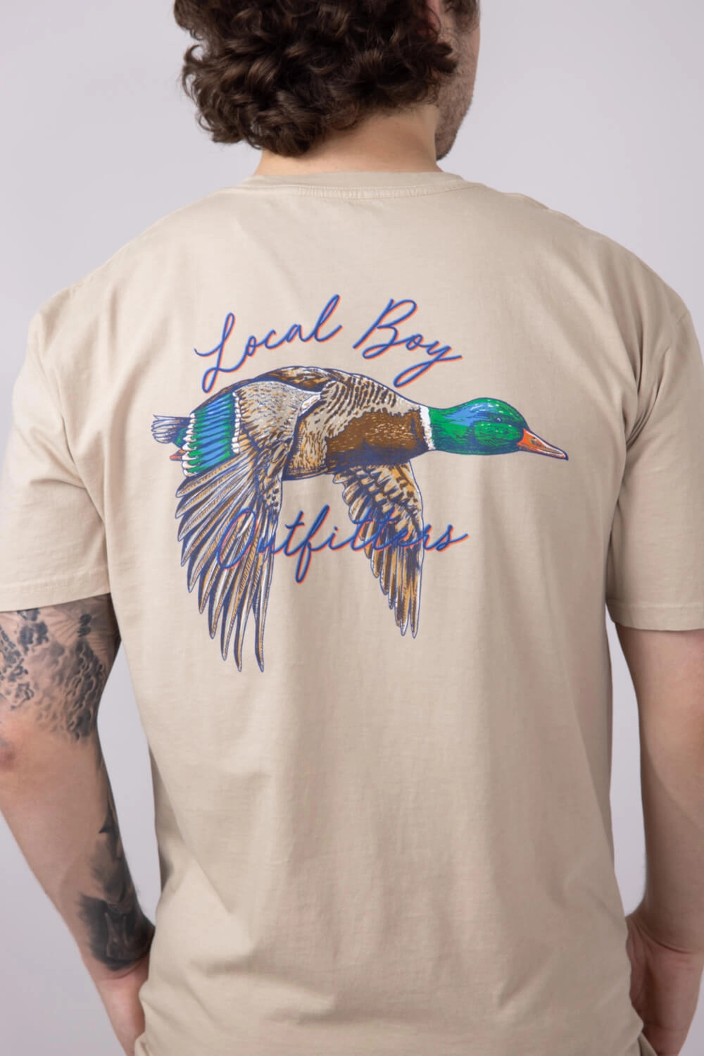 Local Boy Migrating T-Shirt for Men in Latte | L1000368-LATTE Geometric Pattern