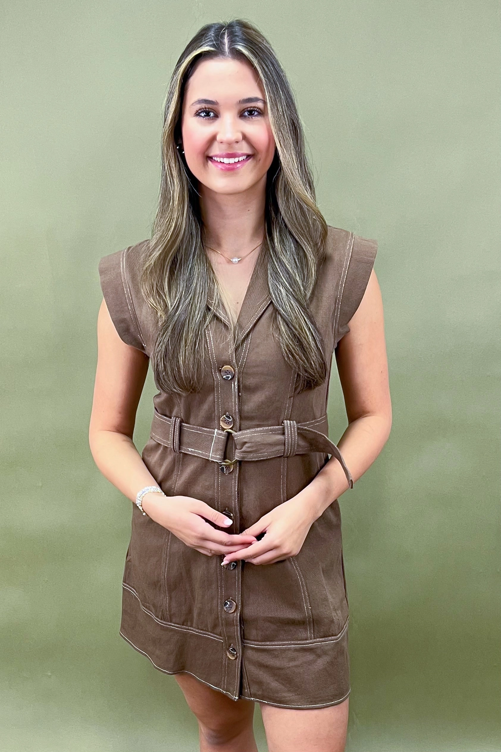 loose silhouette Romantic date dress Java Break Button-Up Mini Dress