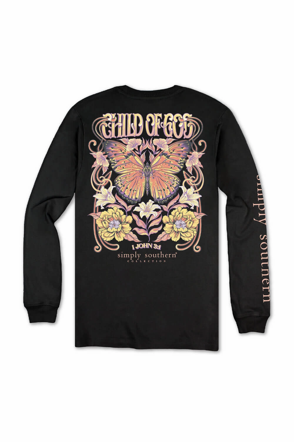 Essential Piece Simply Southern Plus Size Child Of God Long Sleeve T-Shirt for Women in Black | EXT-LS-CHILD-BLK