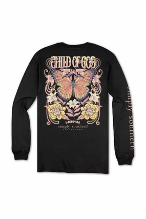 Essential Piece Simply Southern Plus Size Child Of God Long Sleeve T-Shirt for Women in Black | EXT-LS-CHILD-BLK