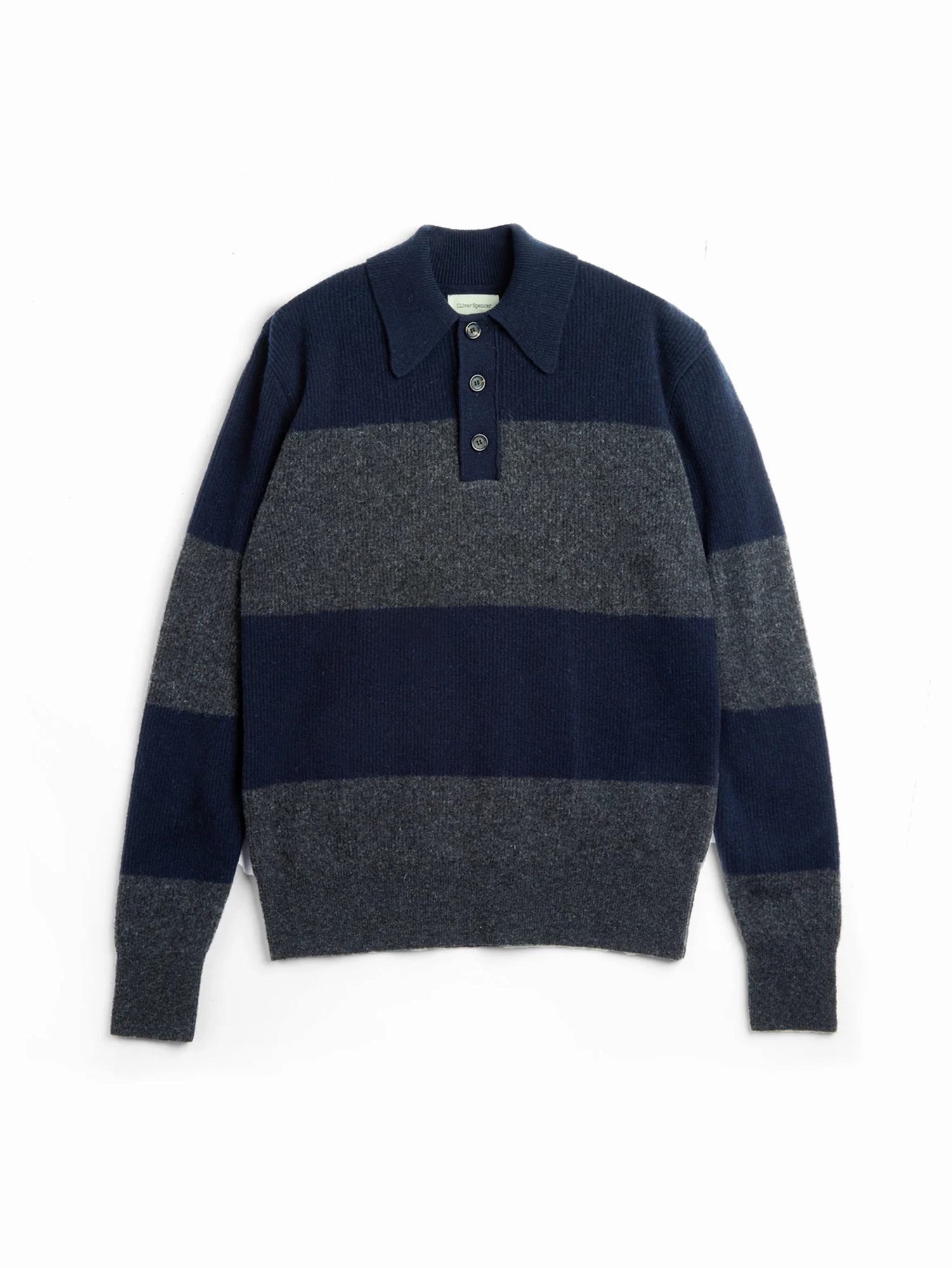 Wren Knitted Polo Shirt Paxton Navy/Charcoal DropShoulder Design Modern Warmth