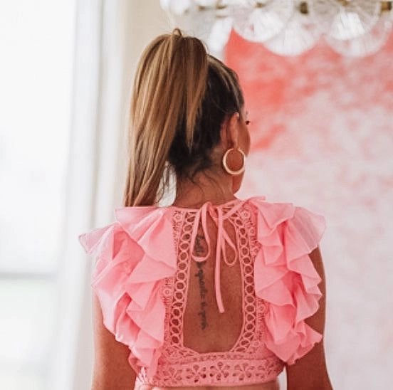 Luscious Crop Top - Pink Flowy Tunic DoubleLayered