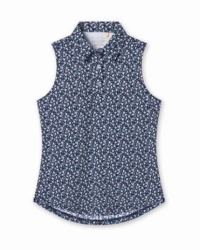Flores Sleeveless Polo - New Indigo TearResistant Fiber AntiFade Technology