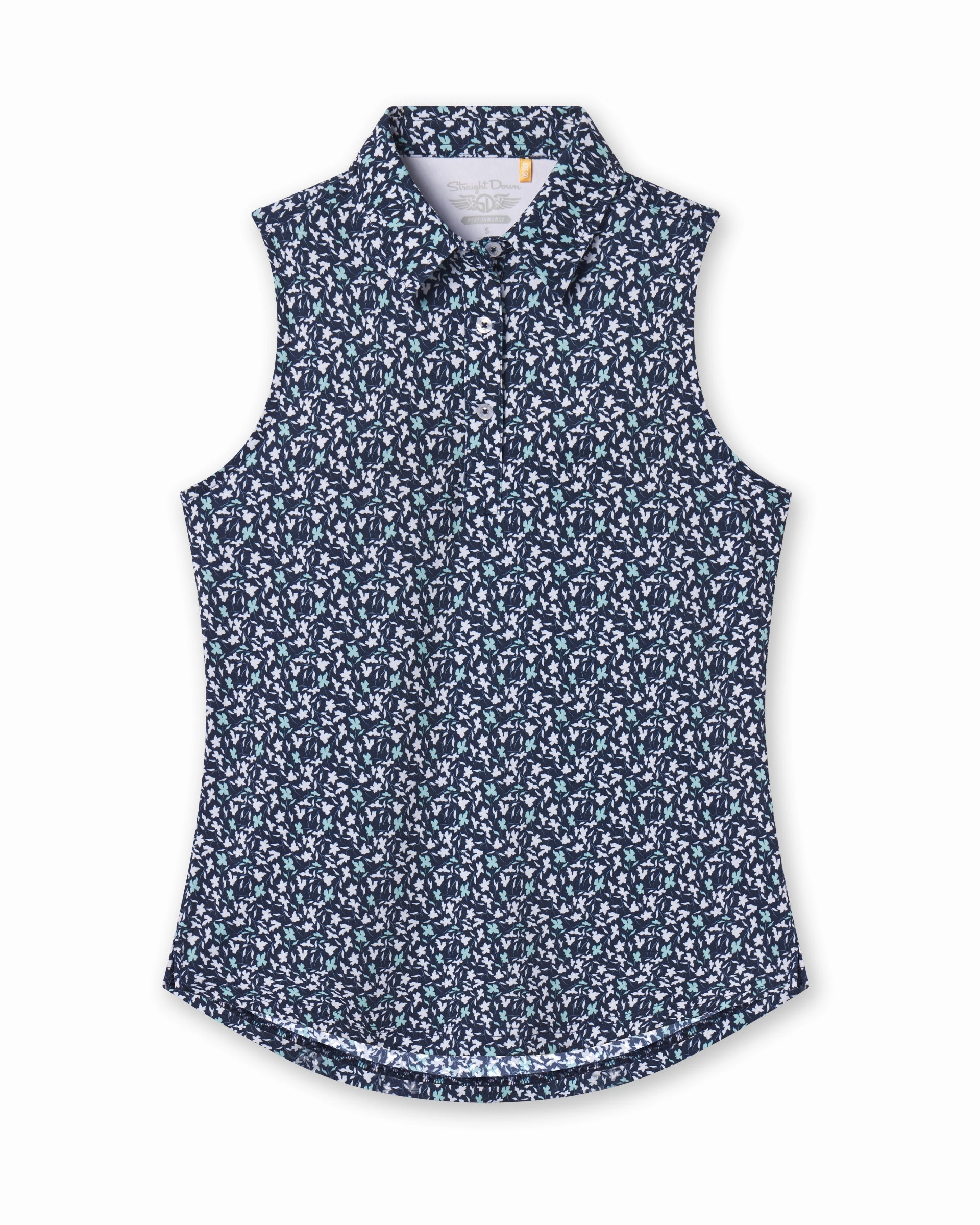 Weekend Brunch Flores Sleeveless Polo - New Indigo
