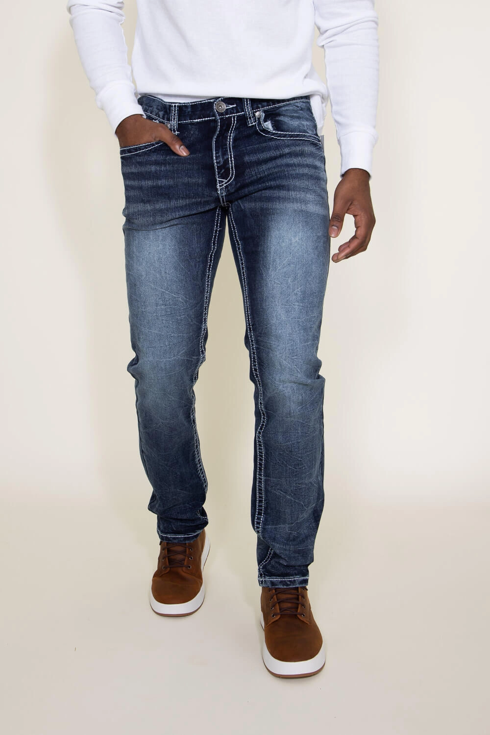 Classic Office Wear Fray Resistant Hem True Luck Baker Straight Jeans for Men | TL19350401