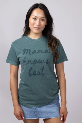 Matte Look Mama Knows Best T-Shirt for Women in Green | TEE-MAMA-FOREST