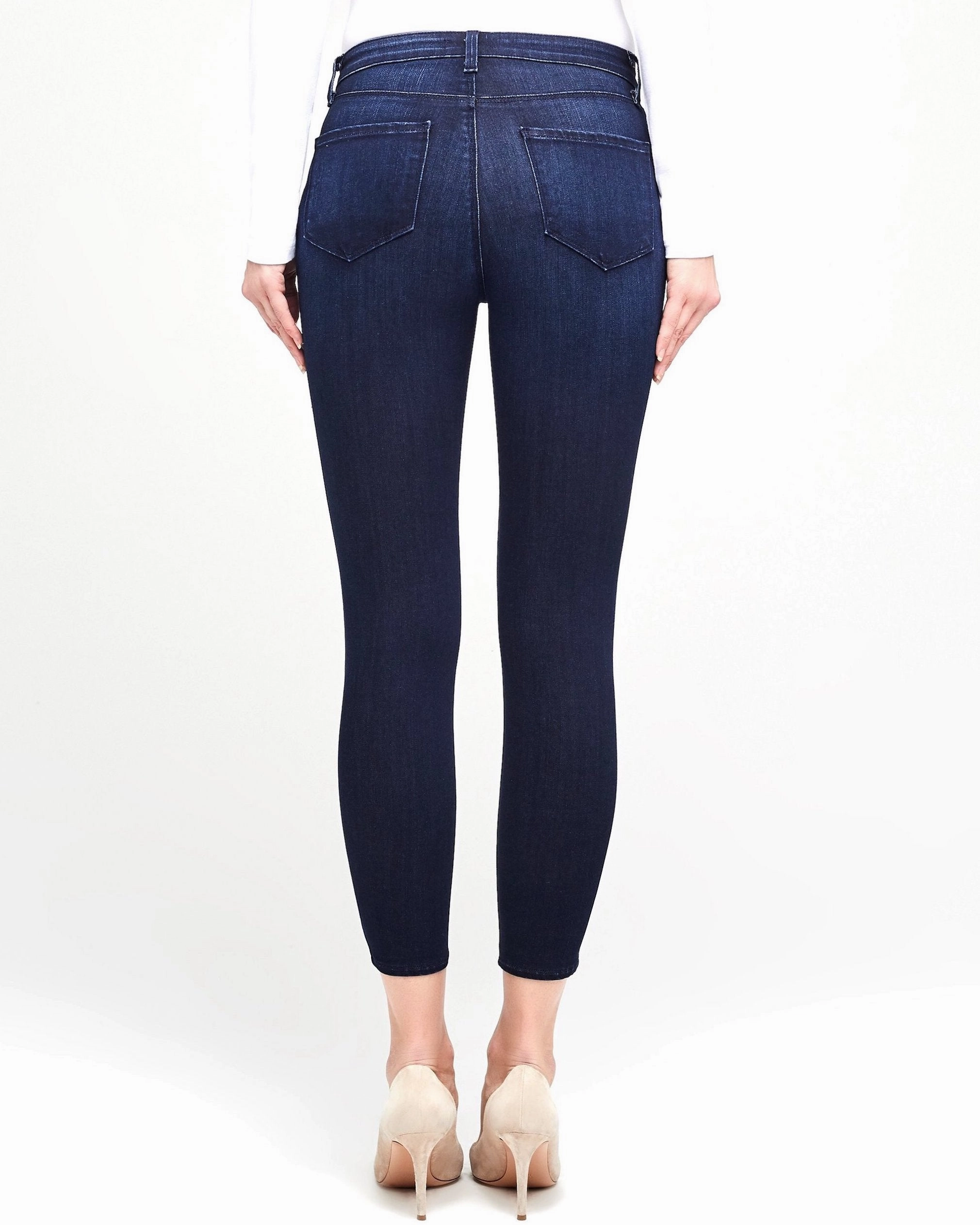 Margot High Rise Skinny Crop in Marino Blue Minimalist Style Holiday Vibes Weekend Warrior