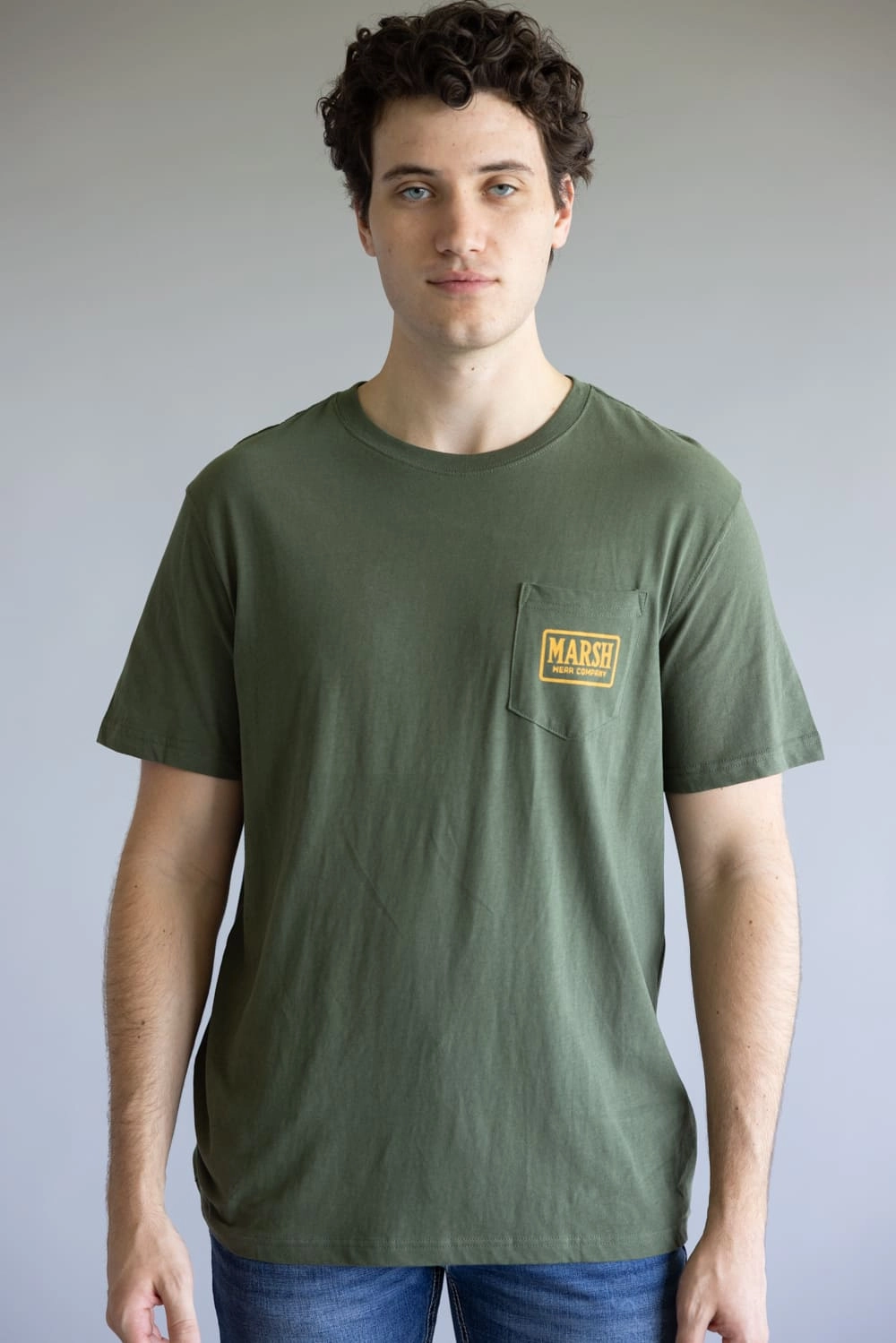 Comfy Movement Light and Breathable Marsh Wear Badge T-Shirt for Men in Green | MWT1098-BRGR