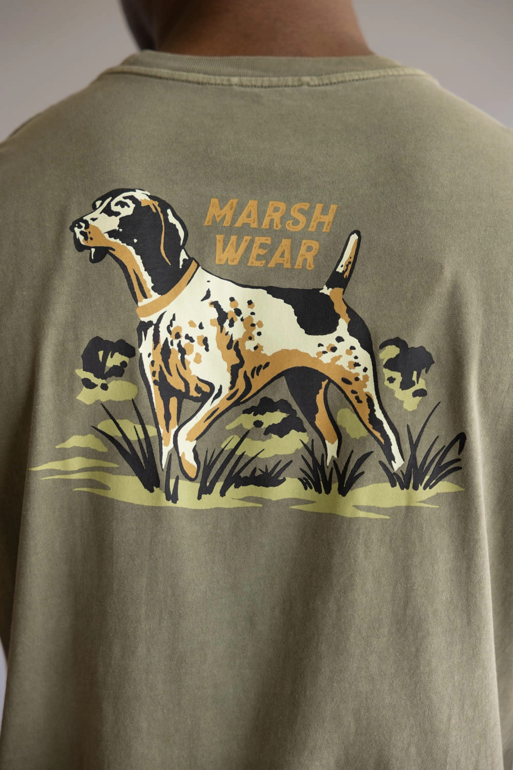 Simple Yet Cozy Breathable Flex Fit Marsh Wear Heritage Pointer T-Shirt for Men in Vintage Moss | MWT5024-VMOS