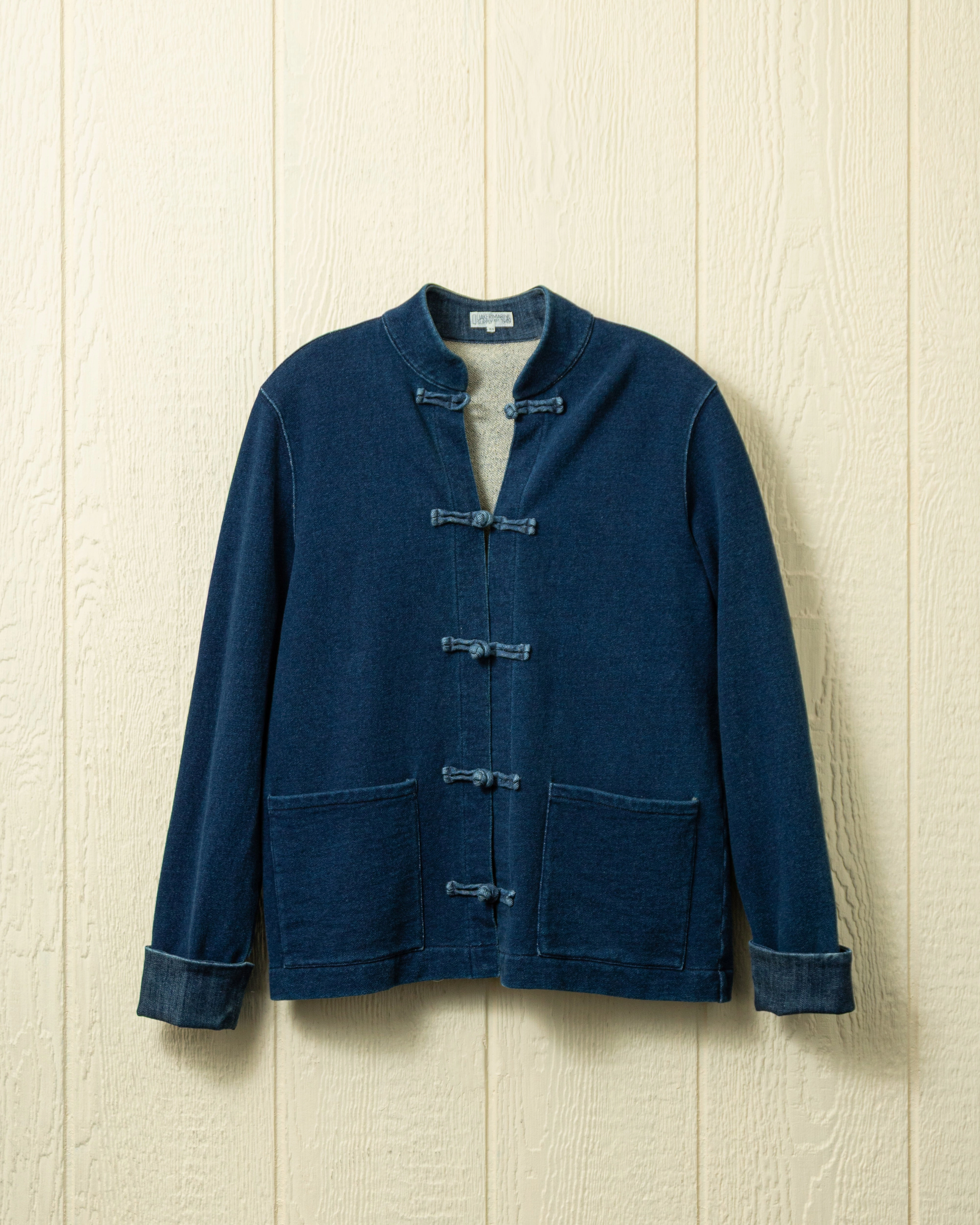 Double Layered Hood Martinique Jacket in Dark Wash Indigo Loopback Terry