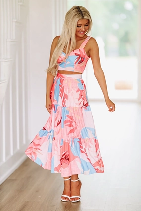 Neat Finish Smooth Edging Maui Bound Maxi Skirt - Pink