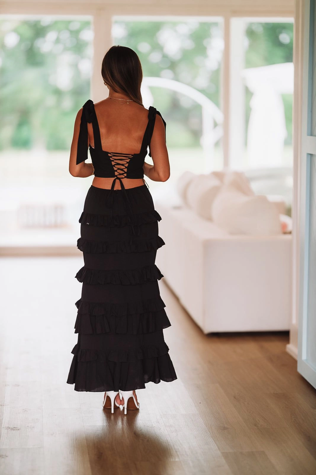 Timeless Piece Spring Muse Ruffle Maxi Skirt - Black