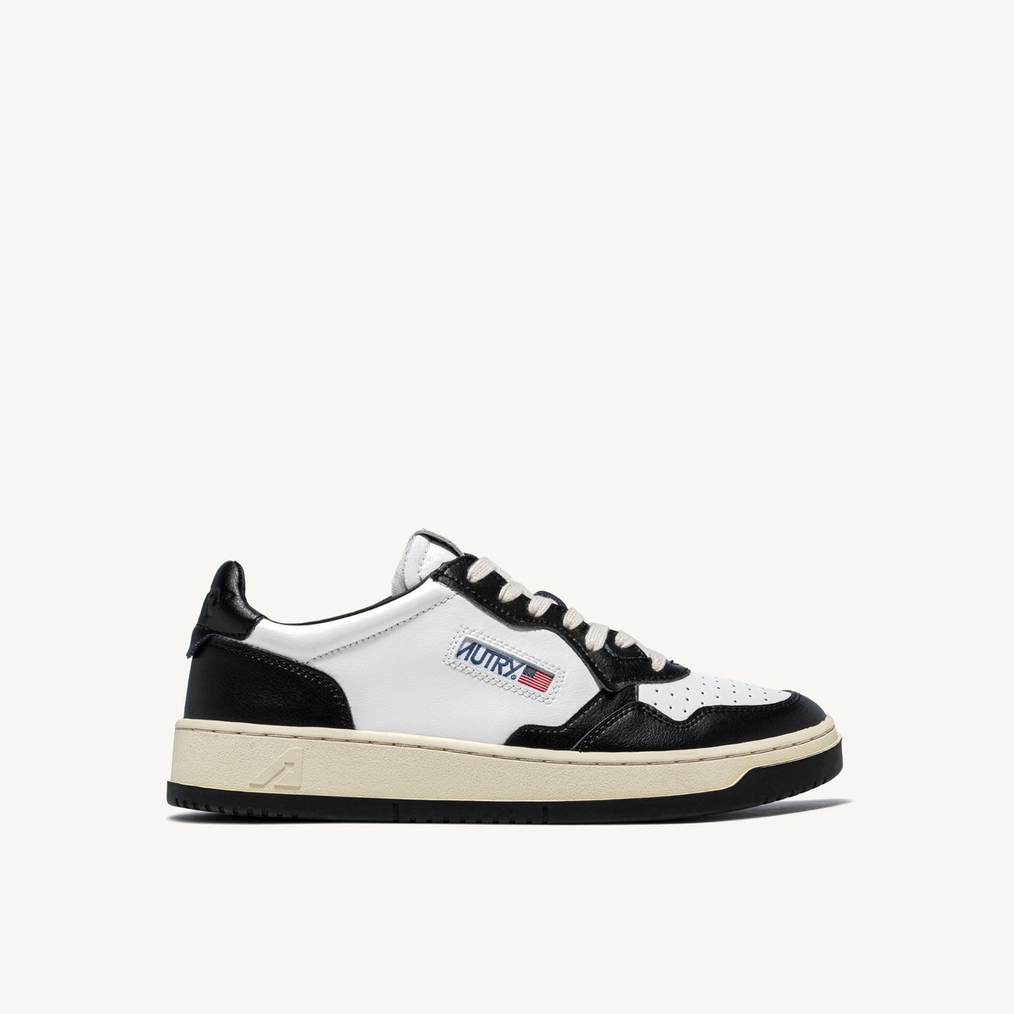Medalist Low Bicolor Sneaker (White   Black Leather) Durable Sole
