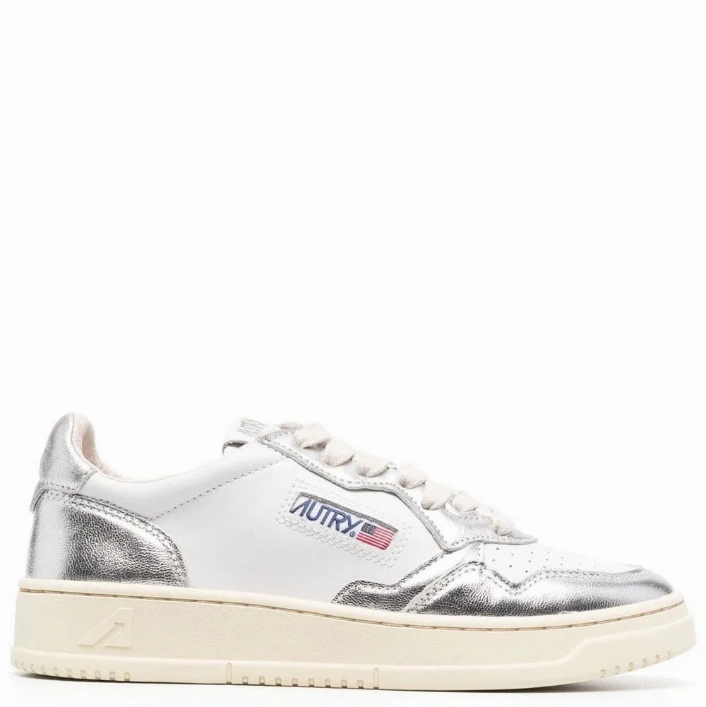 Medalist Low Bicolor Sneaker (White   Silver Leather) Impact Resistant Chassis Glam silhouette