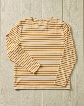 Breezy Design Men??s Breton Stripe Boatneck Tee in Off White/Sun