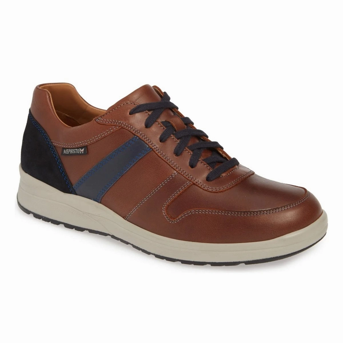 Mephisto Men's Vito Tan/Navy Nubuck Comfort Stretch Low Profile Silhouette