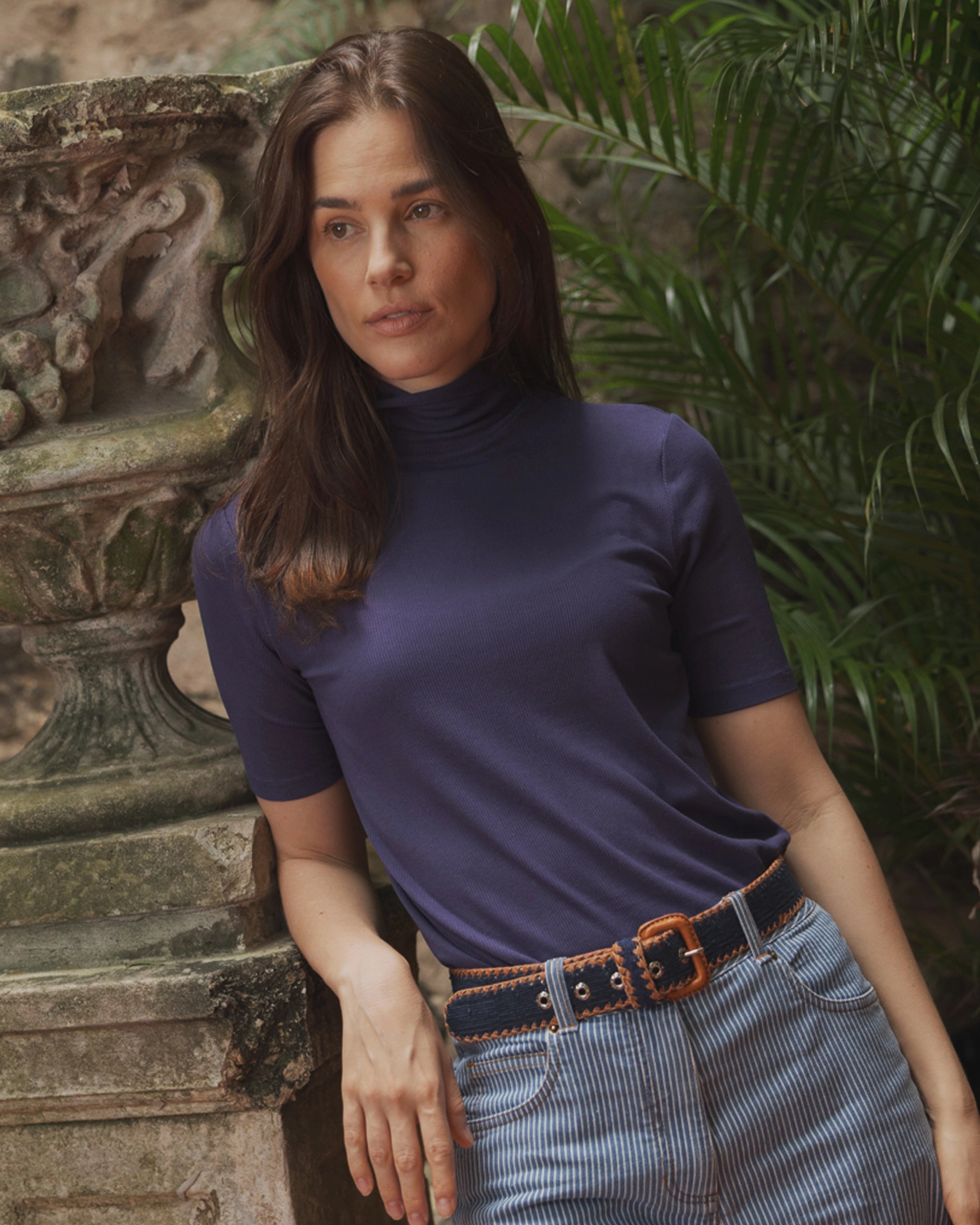 Chelsea Ribbed Knit Top in Navy SlimFitAdaptation