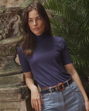 Chelsea Ribbed Knit Top in Navy SlimFitAdaptation