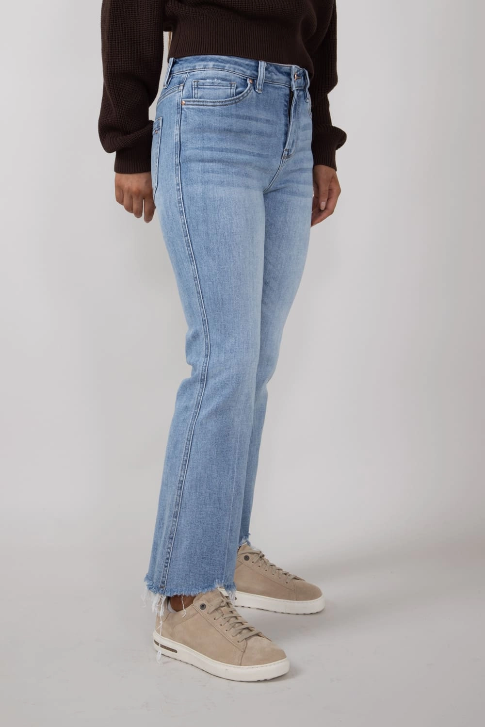 Urban Style Mica High Rise Crop Flare Shark Hem Jeans for Women | MDP-F124