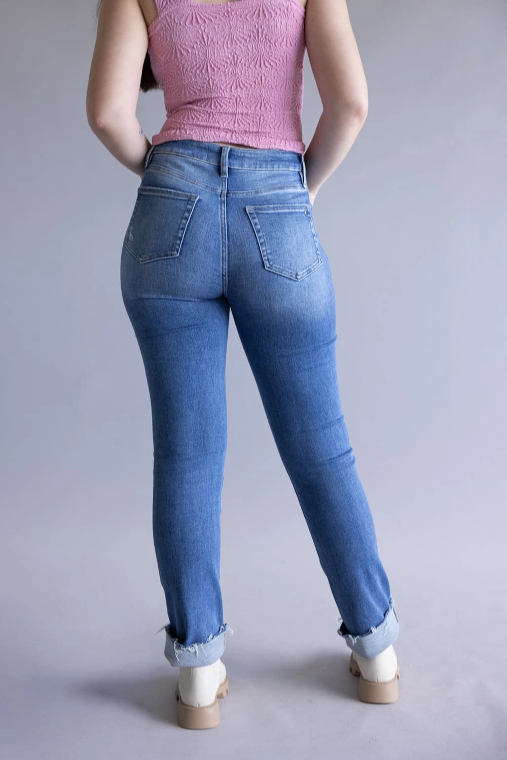 Mica High Rise Straight Leg Raw Hem Jeans for Women | MDP-T3565 Morning Stroll Music Event Office Wear
