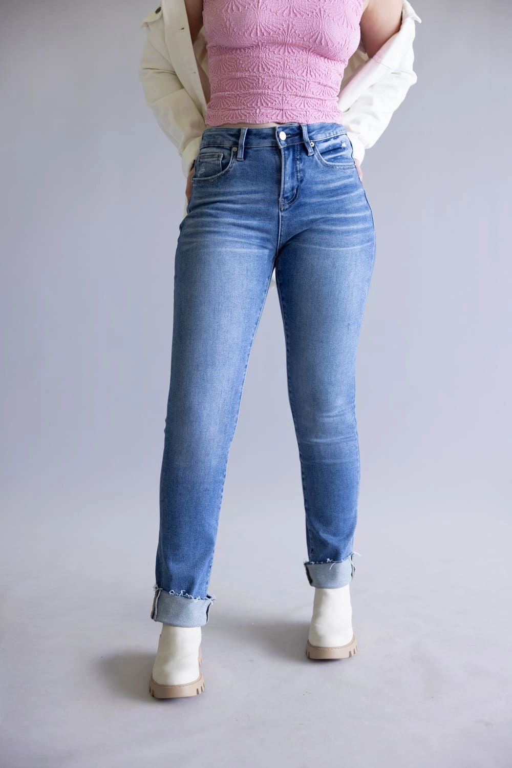 Daywear Fit Mica High Rise Straight Leg Raw Hem Jeans for Women | MDP-T3565