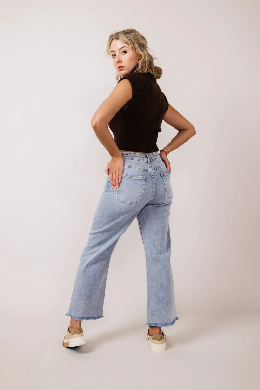 Mica High Rise Wash Clean Wide Leg Jeans for Women | MDP-W3034LT Routine Wear Comfort Fit