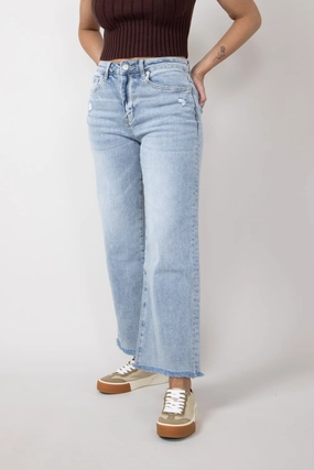 Mica High Rise Wash Clean Wide Leg Jeans for Women | MDP-W3034LT Stretch Comfort