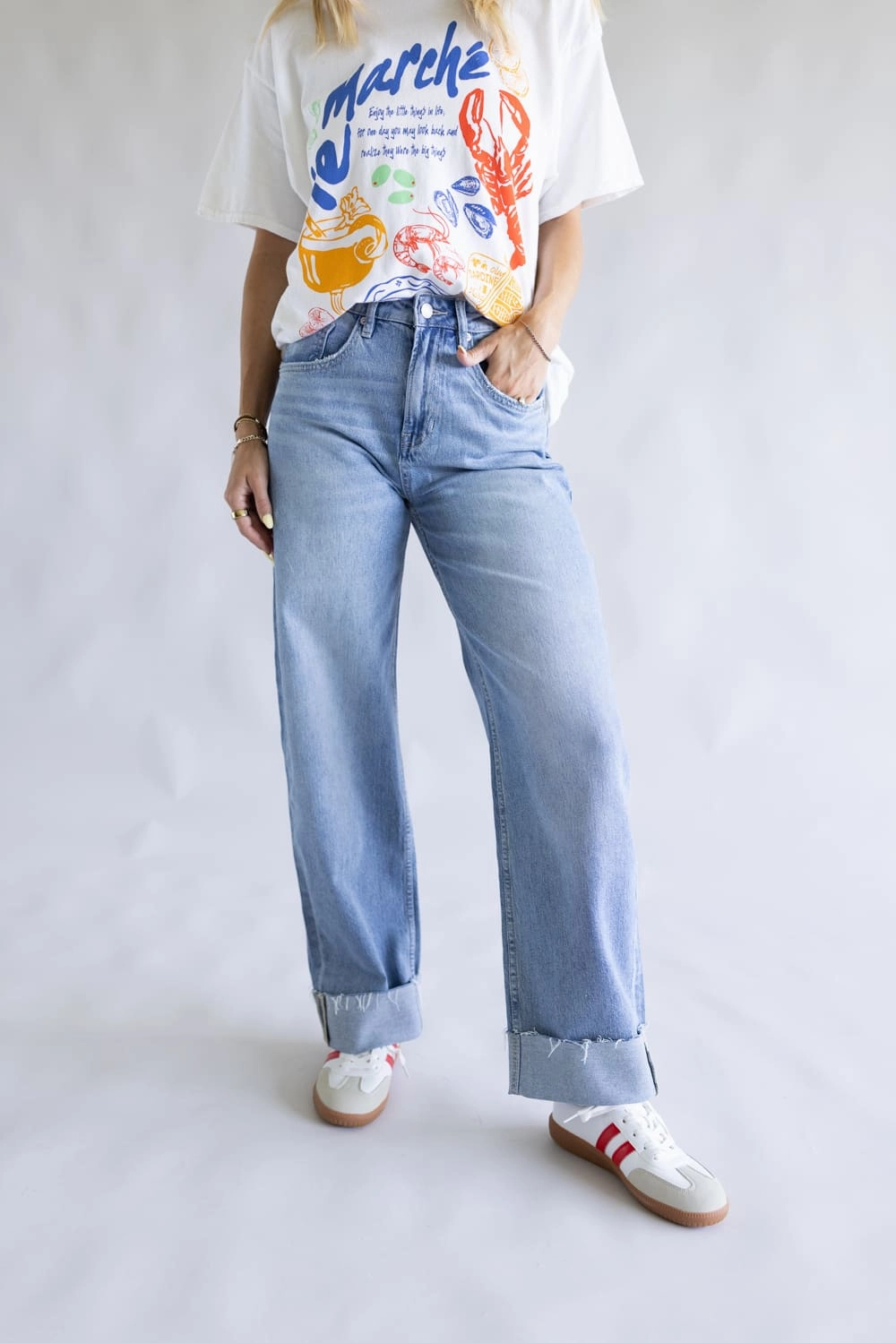 Mica Med Rise Raw Hem Cuffed Barrel Jeans for Women | MDP-T3592 Stretch Holiday Vibes Streetwear Fan Ready For All