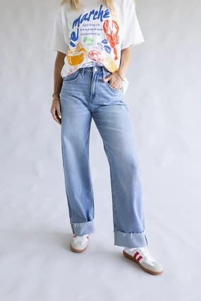 Mica Med Rise Raw Hem Cuffed Barrel Jeans for Women | MDP-T3592 Stretch Holiday Vibes Streetwear Fan Ready For All