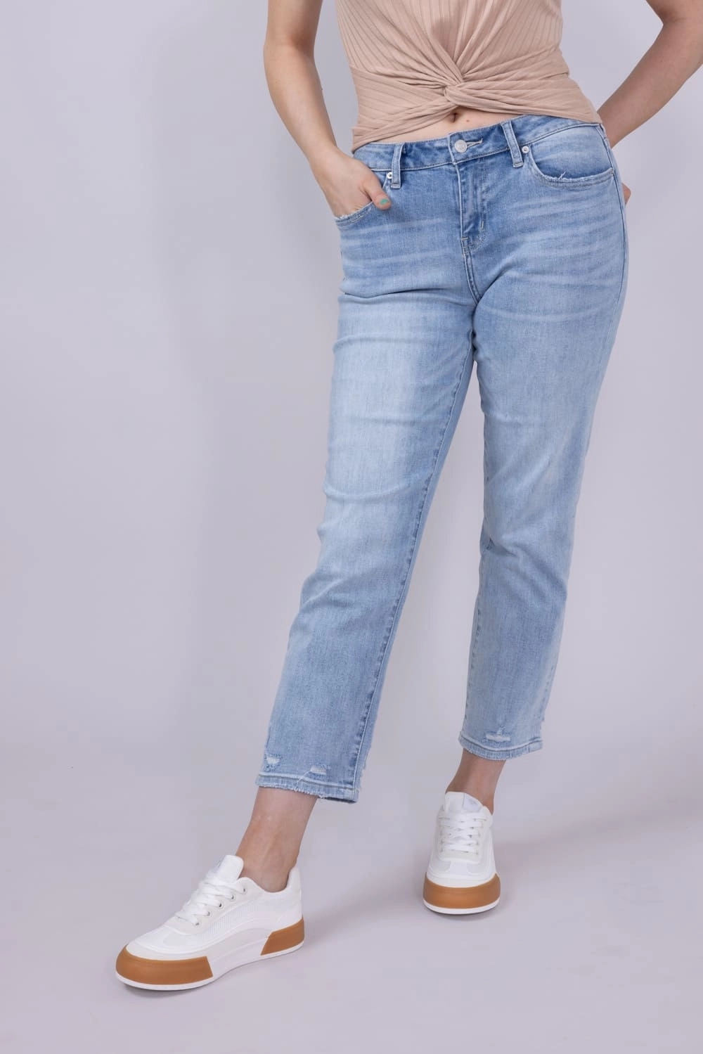 Permanent Crease Retention Mica Mid Rise Straight Jeans for Women | MDP-T3050
