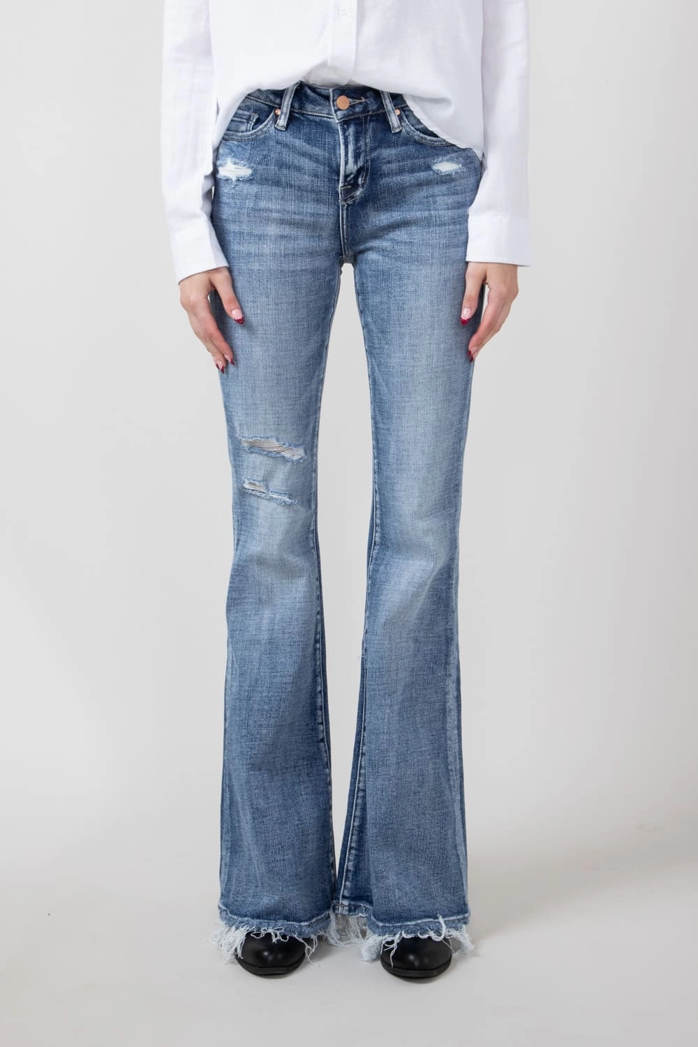 Basic Outfit All Occasion Mica Mid Rise Super Flare Jeans for Women | MDP-F3124M