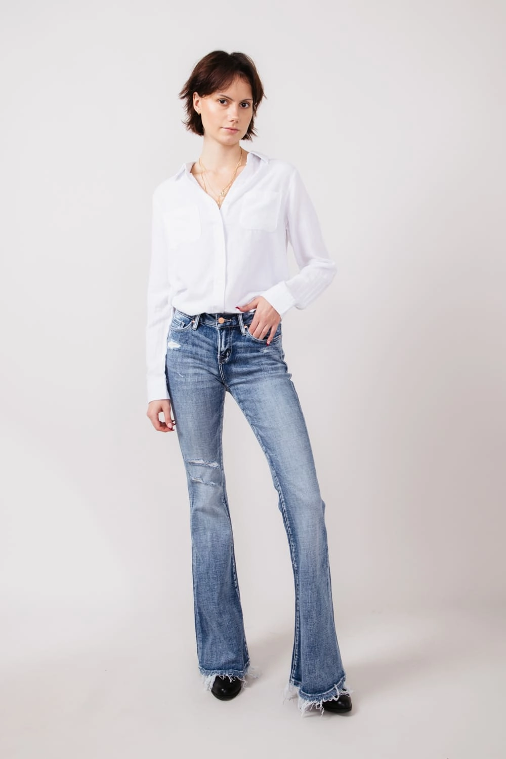 Modern Weekend Style Mica Mid Rise Super Flare Jeans for Women | MDP-F3124M