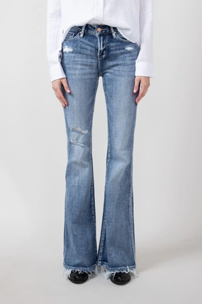 Basic Outfit All Occasion Mica Mid Rise Super Flare Jeans for Women | MDP-F3124M