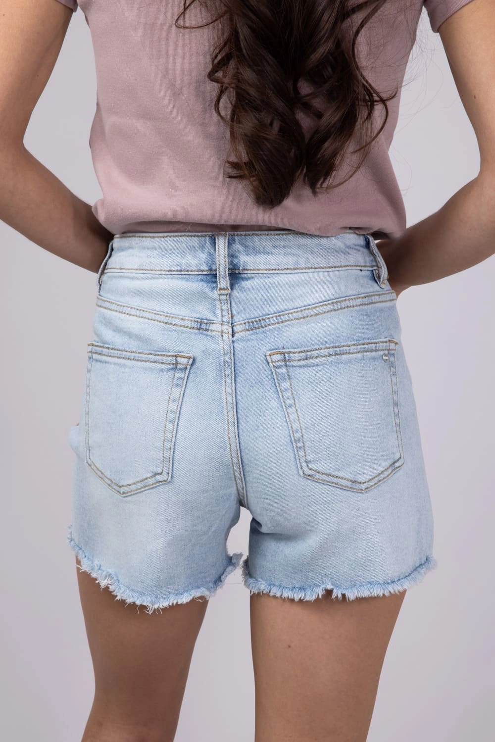 Soft Motion Performance Design Mica Super High Rise Frayed Hem Denim Shorts for Women | MDP-H3434