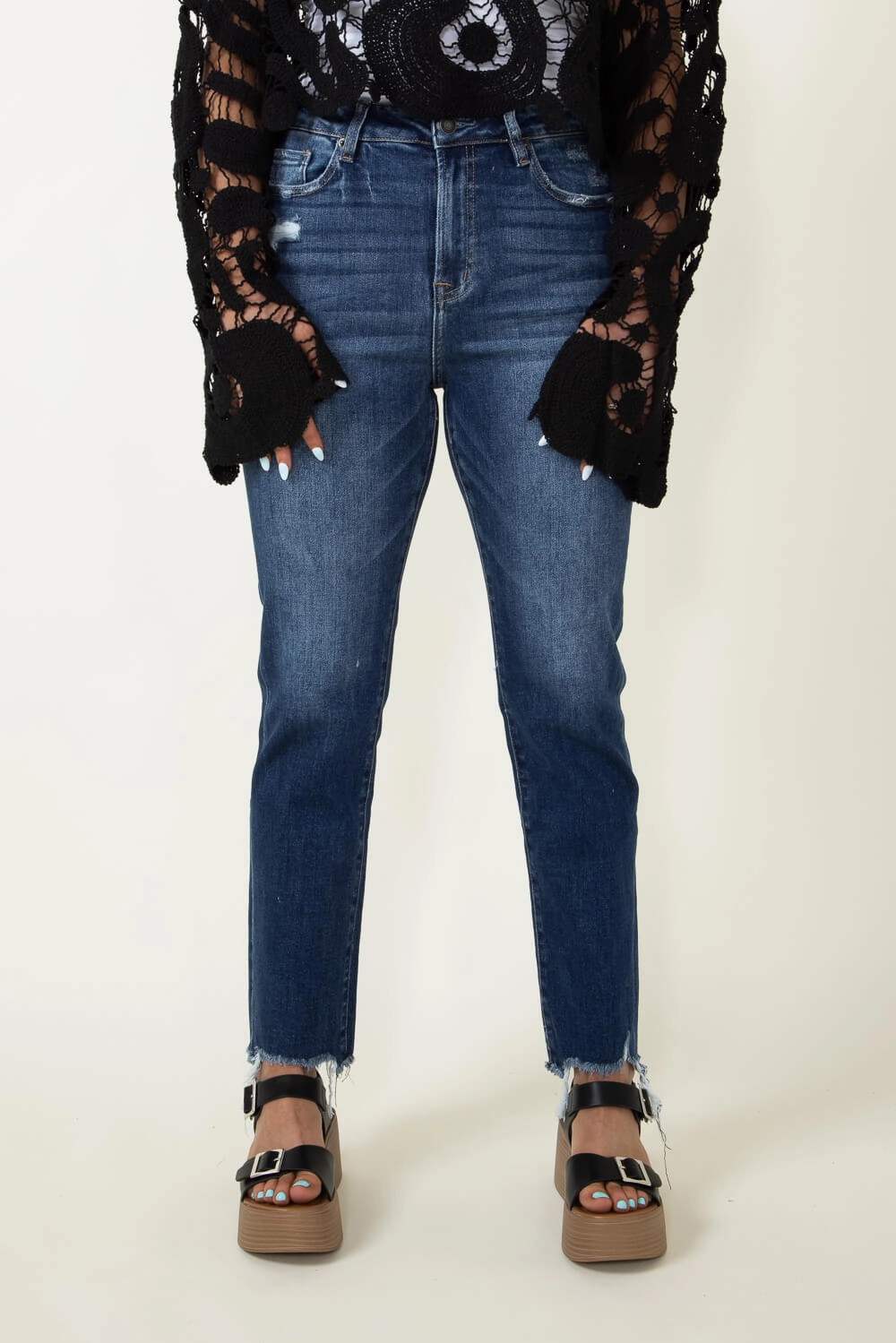 Winter Warmth Minimalist Mica Super High Rise Straight Jeans for Women | MDP-T1280DK