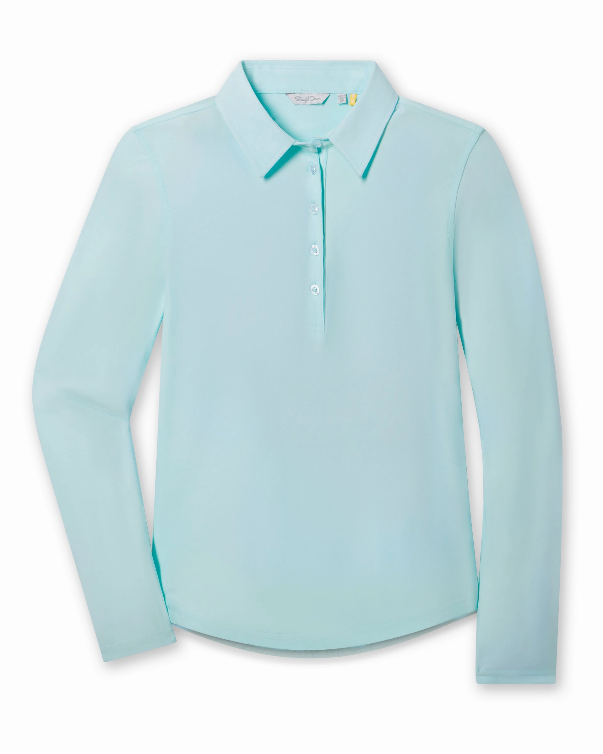 Polo Collar Elegant Layer Midday Long Sleeve Polo - Glacier