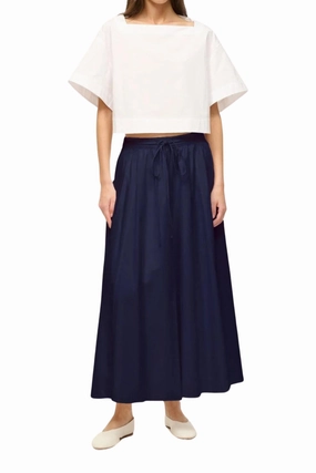Eden Skirt in Navy Outfit Moodboard Side Slit