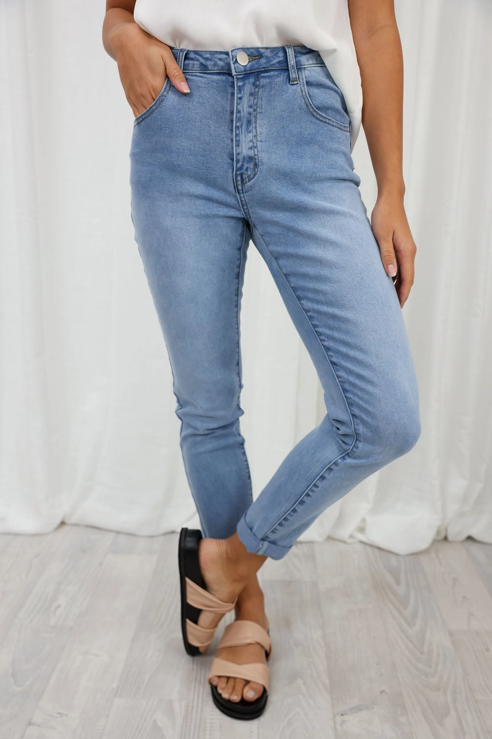 Cozy Casual Durable Fabric Mum Babe Jeans