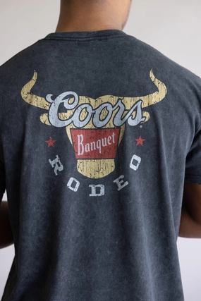 Mineral Wash Coors Rodeo Steer Head T-Shirt for Men in Black | 47-561/562-68-BLACK perfect for all-day wear