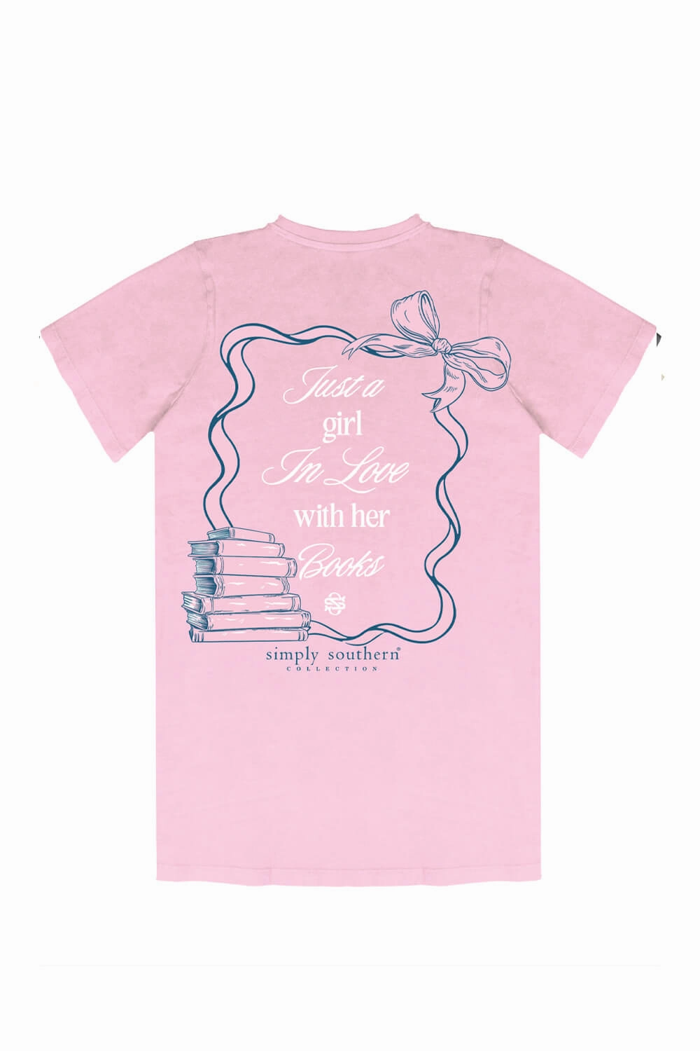 Simply Southern Just A Girl T-Shirt for Women in Pink | SS-BOOKLOVE-WSHPNK Lightweight Style Comfy Fit Layer