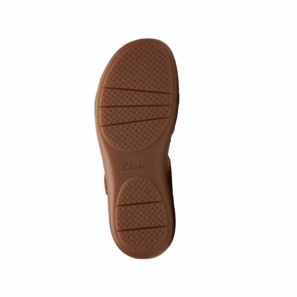 Clarks Women's Cecily Strap Leather Wide Tan Combo Practical And Stylish Footwear Comfortable Outdoor Sandals