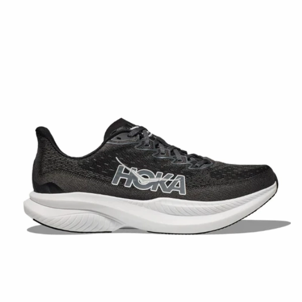 Foot Impact pre - race running HOKA Women's Mach 6 (Wide Width) Black/White
