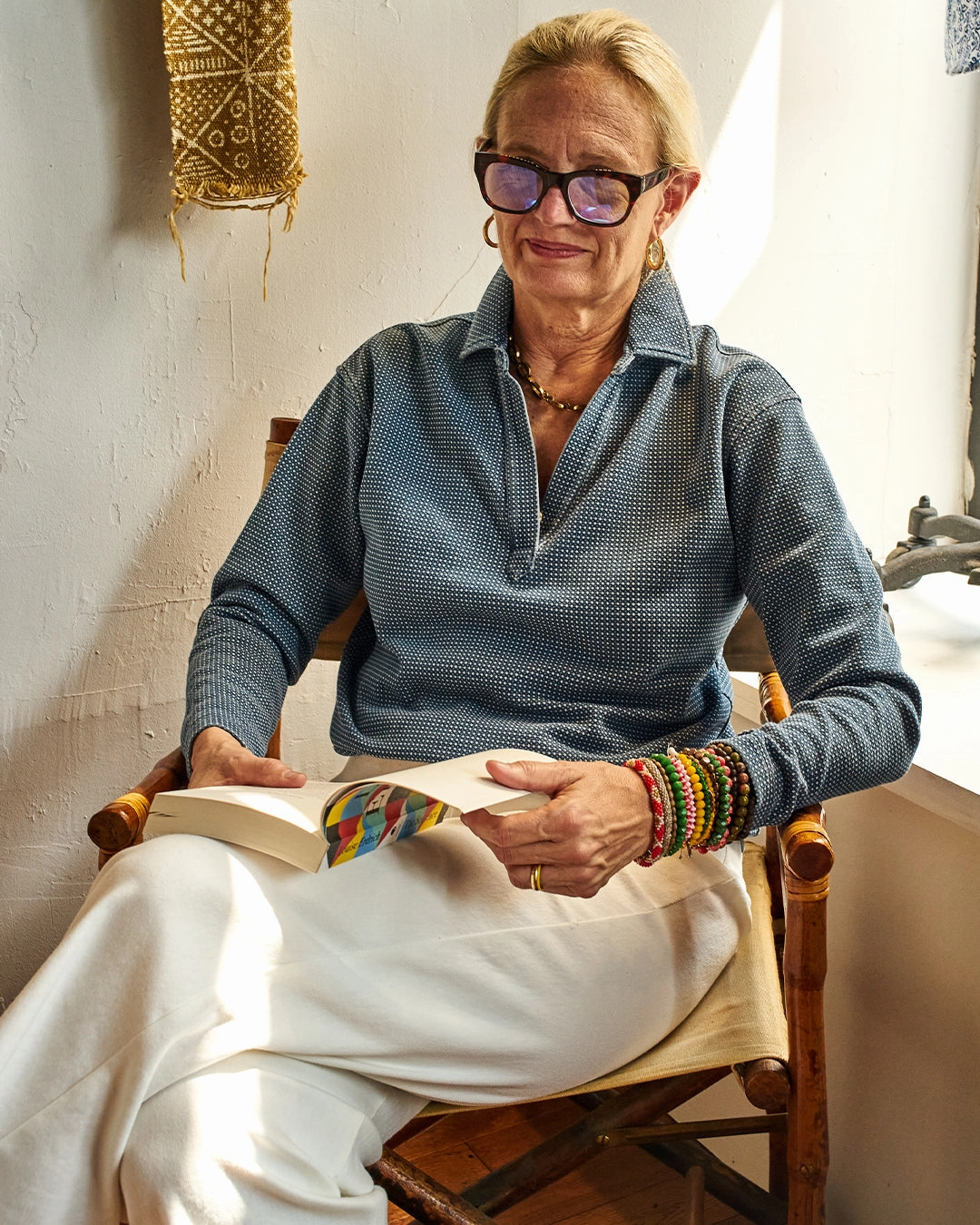 Antibacterial Fabric Indigo Inlet Pullover in Birdseye Pique