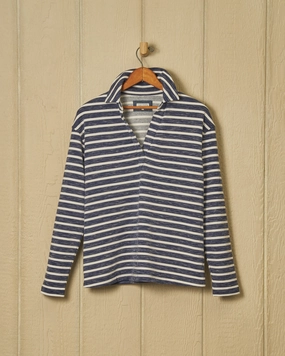 Inlet Pullover in Heather Indigo/Cream Loopback Terry Stretch Fit